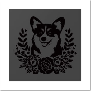 Charming Smiling Dog with Floral Wreath Cute Animal Lover Posters and Art